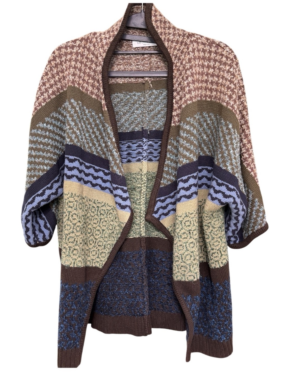 Liz Claiborne Ladies MultiColor Open-Front Wrap Cardigan Sweater - Size Petite M